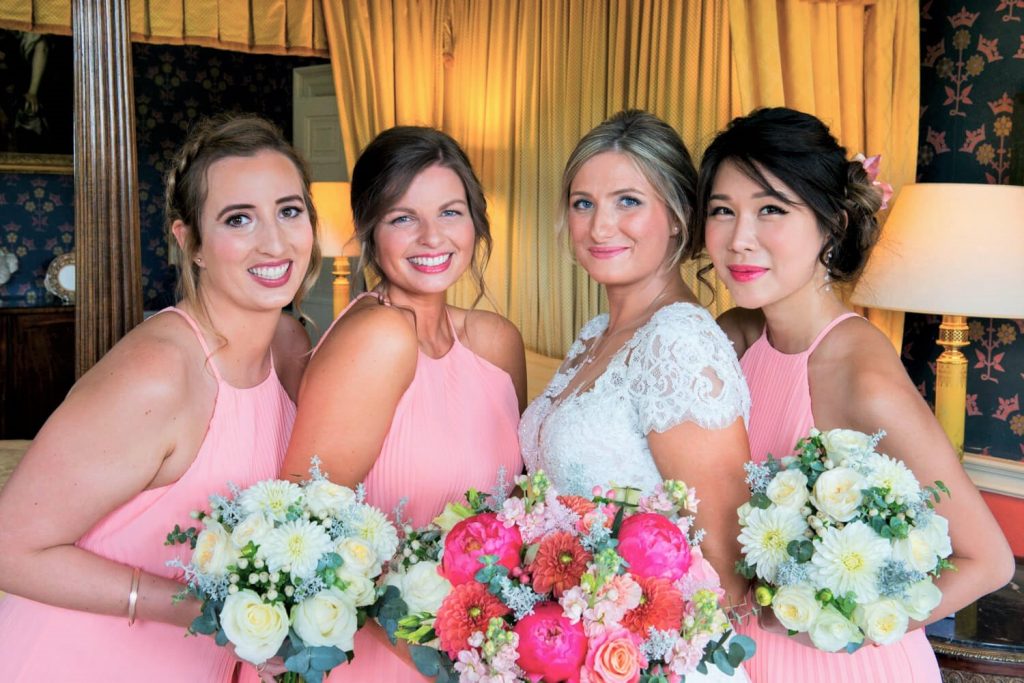 Hartwell House wedding photographs of the bride with her bridesmaids just prior to the ceremony