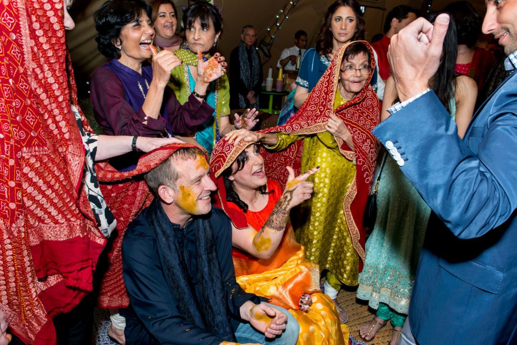 Buckinghamshire mehndi pithi wedding ceremony in progress