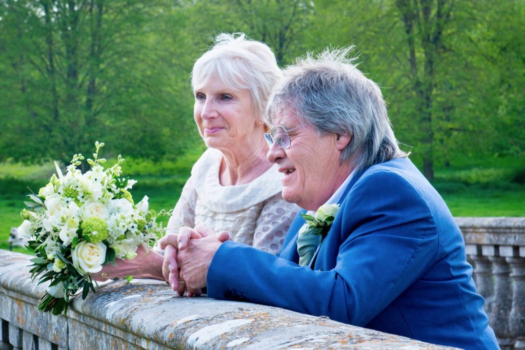 Hartwell House Hotel wedding pose on the bridge