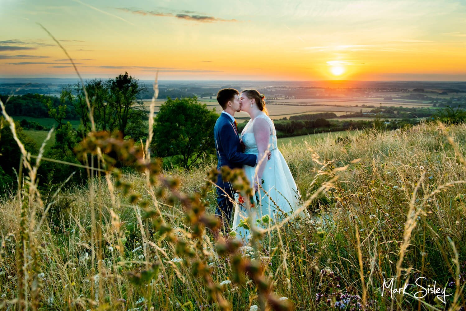 Sunset photography of the bride and groom - Lambert Hotel wedding near Thame 