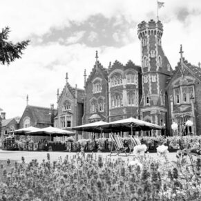 Black and white image of Oakley Court