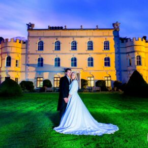 Buckinghamshire classic style wedding photography captured at dusk in the grounds of Hampden House