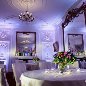 Buckinghamshire commercial photography assignment showcasing the dramatic interiors at Taplow House Hotel with added floodlighting