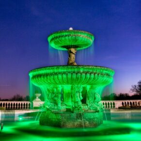 Buckinghamshire commercial photography - Fountains photography at dusk at Stoke Park Hotel