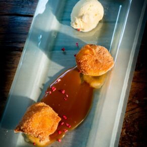 Buckinghamshire commercial food photography - gorgeous dessert shot dramatically lit for Hampden House's marketing purposes