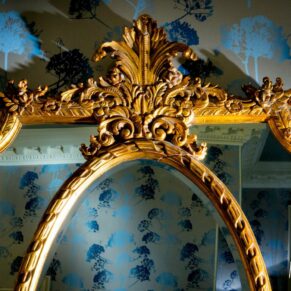 Antique gilt mirror for architectural commercial photography shoot in Hertfordshire luxury hotel