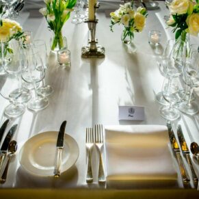 Buckinghamshire wedding detail photography - table setting at Cliveden House