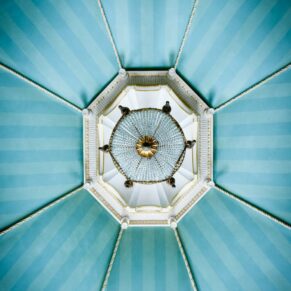 Blue octagon tented ceiling at Hartwell House Buckinghamshire by Mark Sisley Photography