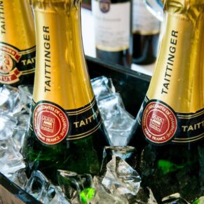 Champagne chilling in ice for a Buckinghamshire wedding