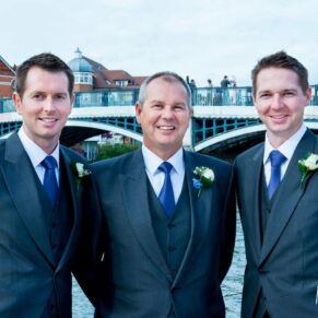 Groom and ushers at Sir Christopher Wren House Hotel Windsor wedding