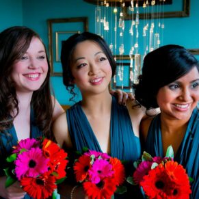 Bridesmaids giggling together at Stoke Place wedding