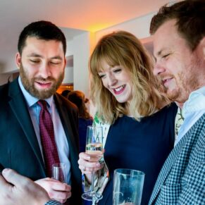 Guests visiting at Stoke Place wedding