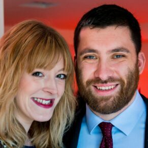 Portrait of wedding guests at Stoke Place wedding
