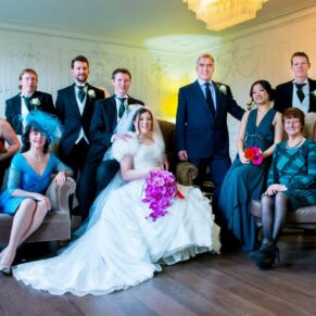 Bride and groom and bridal party photography at Stoke Place wedding