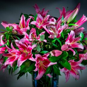 Photography of lillies flower arrangement at Stoke Place wedding