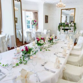 Taplow House hotel set up for wedding breakfast