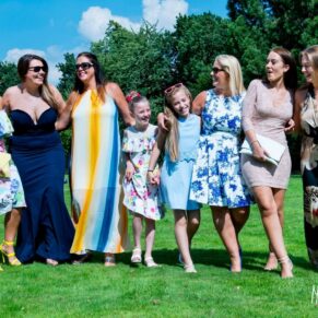 Wedding guests on the lawn at Taplow House Hotel wedding