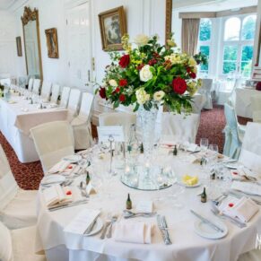 Taplow House hotel set up for wedding breakfast
