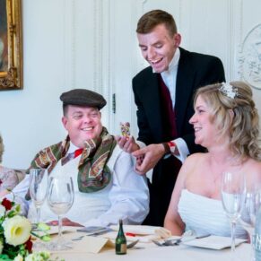 Bride and groom at head table at Taplow House Hotel wedding