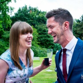 Informal image of wedding guests at Taplow House Hotel wedding