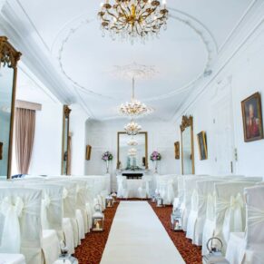 Taplow House hotel set up for wedding ceremony