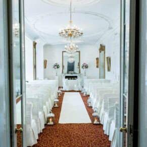 Taplow House hotel photography setup for wedding ceremony