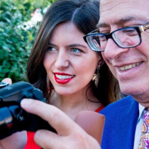 Fun informal picture of wedding guests at Taplow House Hotel wedding