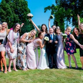 Fun informal picture of wedding guests at Taplow House Hotel wedding