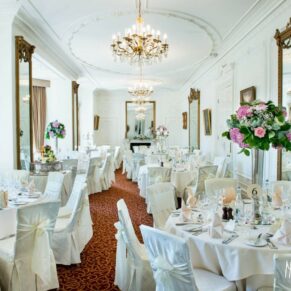 Photography of Taplow House Hotel set up for wedding breakfast