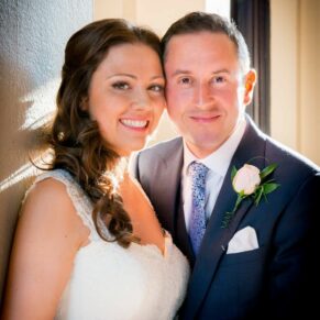 Bride and groom portrait at Taplow House Hotel wedding