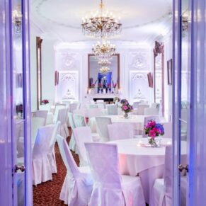 Taplow House Hotel laid out for wedding breakfast