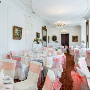 Taplow House Hotel laid out for wedding breakfast