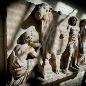 Architectural detail of plaque at The Dairy Waddesdon Manor wedding