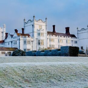 Frost on lawns at Danesfield House winter wedding