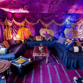 Interior of Arabian tent company marquee winter wedding