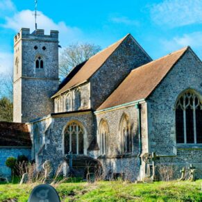 Exterior of Hampden Church at Hampden House winter wedding