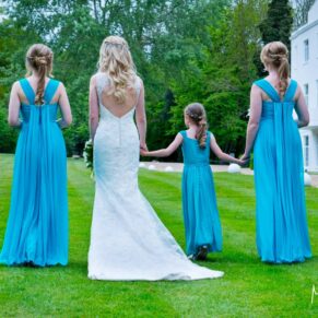 Beaumont Estate wedding photographs of the ladies walking away from the camera in the gardens