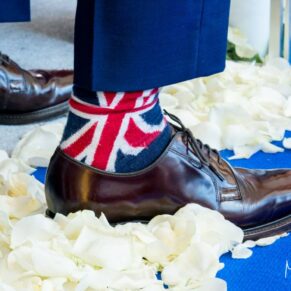 Brocket Hall wedding photographs of this guest's funky socks