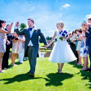 Brocket Hall wedding photographs of the confetti aisle after the ceremony
