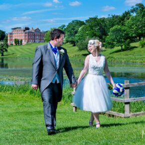 Brocket Hall wedding photographs of the newlyweds strolling through the estate grounds
