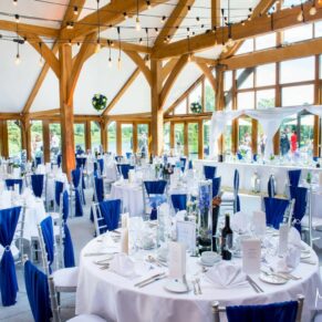 Brocket Hall wedding photographs of the Oak Room prior to the meal