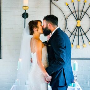 Five Arrows Hotel Waddesdon wedding photography of the first kiss during the ceremony
