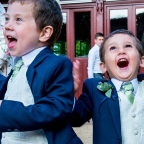 Five Arrows Hotel Waddesdon wedding photography of the pageboys chasing bubbles