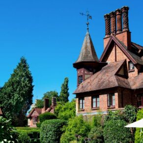 Five Arrows Hotel Waddesdon wedding photography of the exterior under perfect blue skies