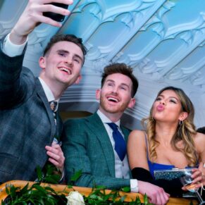 Summer's day wedding selfie from the guests at Missenden Abbey