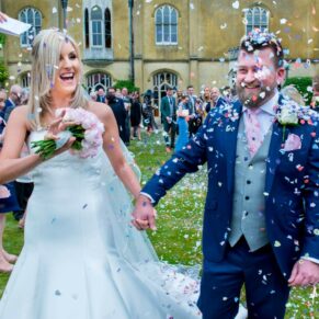 Summer's day wedding at Missenden Abbey - the confetti aisle