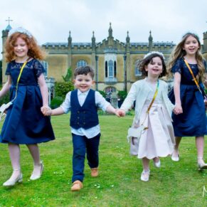 Summer's day wedding at Missenden Abbey - the children dashing around