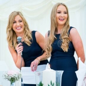 Summer's day wedding speeches in progress at Missenden Abbey