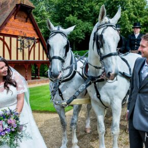 Dairy Waddesdon wedding photos of the newlyweds with their horses and carriage