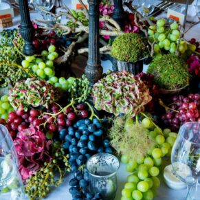 Dairy Waddesdon summer wine themed wedding table centre